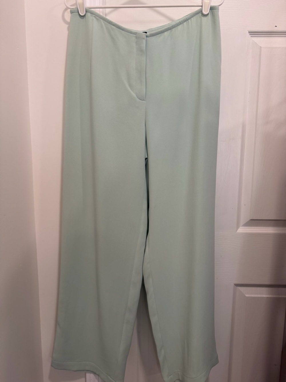 NWOT Eileen Fisher Silk Crepe Slouchy Zip Georgette Aqua Pant $258 Size M